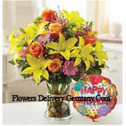 Mooie Assortiment Bloemen met Verjaardagsballon