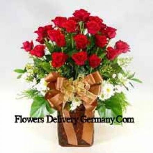 Pretty 25 Roses and 11 Gerberas