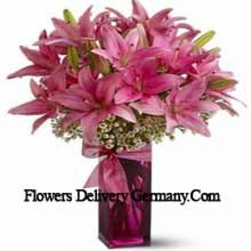 Pink Lilies in Beautiful Vase