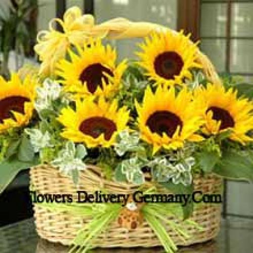 Round Sunflowers Basket