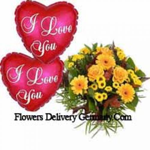 Mixed Flowers with Love Balloon