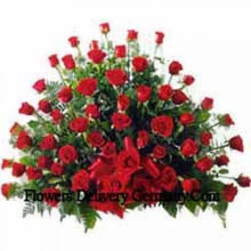 Cute 101 Red Roses Basket