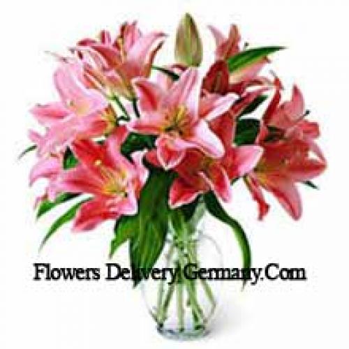 Cute Lilies in Glass Vase