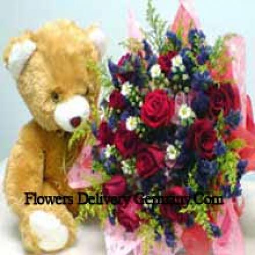 11 Red Roses with Sweet Teddy